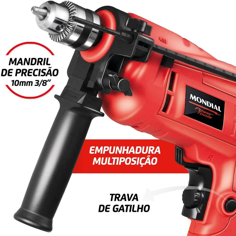 Furadeira de Impacto com Maleta, Mondial, Vermelho, 650W, 220V - NFFI-07M