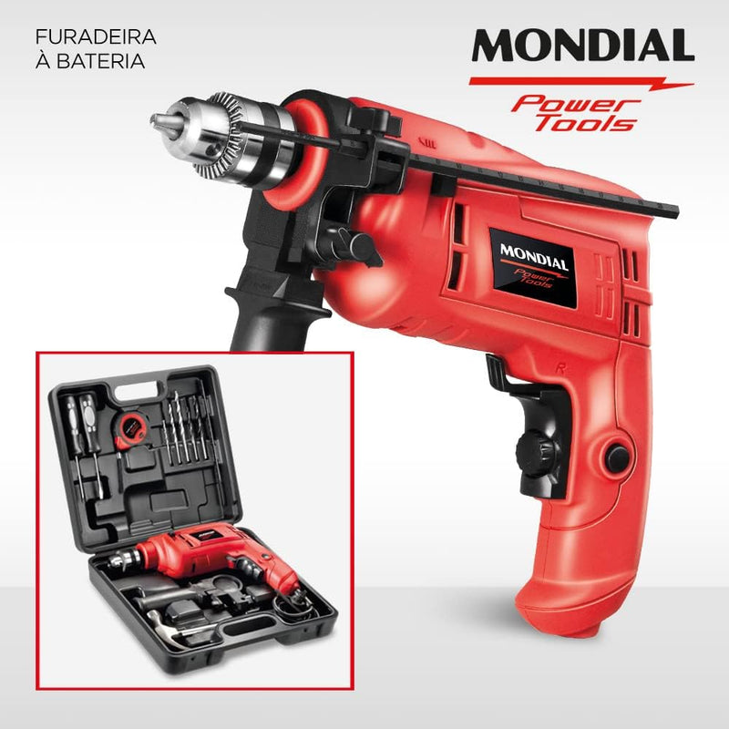 Furadeira de Impacto com Maleta, Mondial, Vermelho, 650W, 220V - NFFI-07M