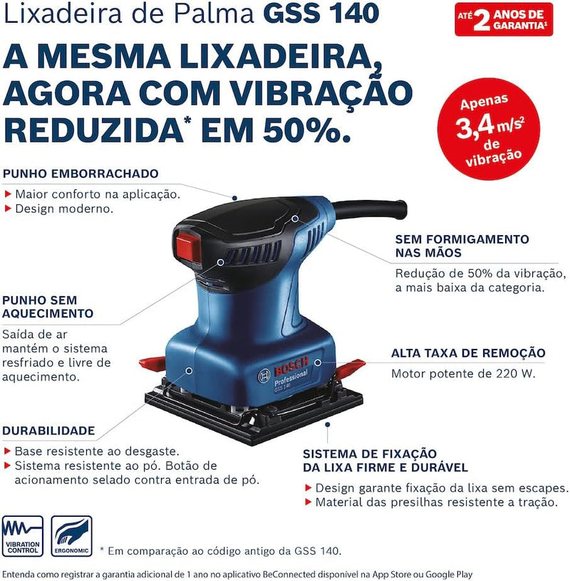 Bosch Lixadeira Orbital GSS 140 220V 220W com 1 lixa