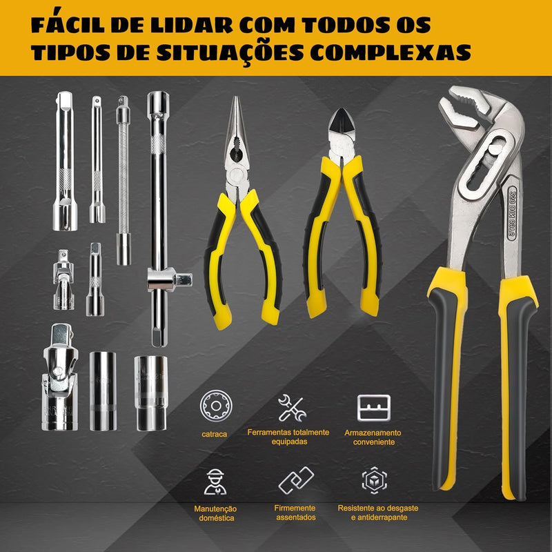 Kit Ferramentas com 110 Peças, Caixa de Ferramentas, Maleta de Ferramentas