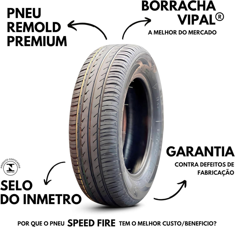 Pneu 175/65R14 Remold Premium Vipal Speedfire Selo Inmetro