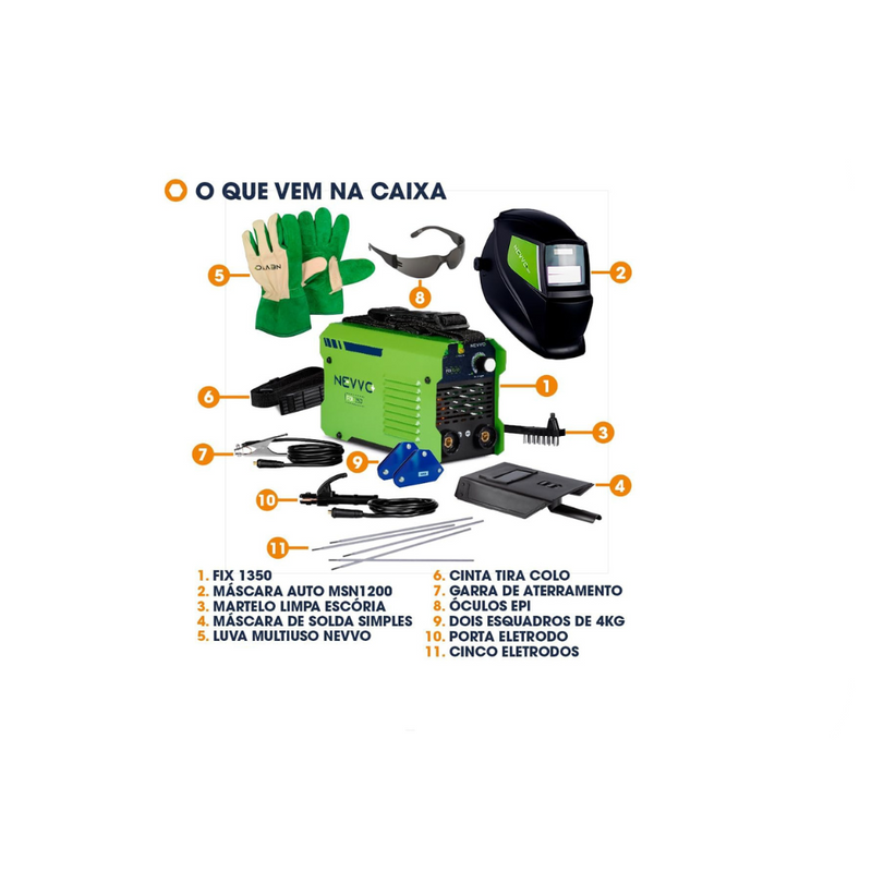 Máquina Inversora De Solda Fix1350 220v 120a Mma Tig NEVVO + Kit Solda Completo